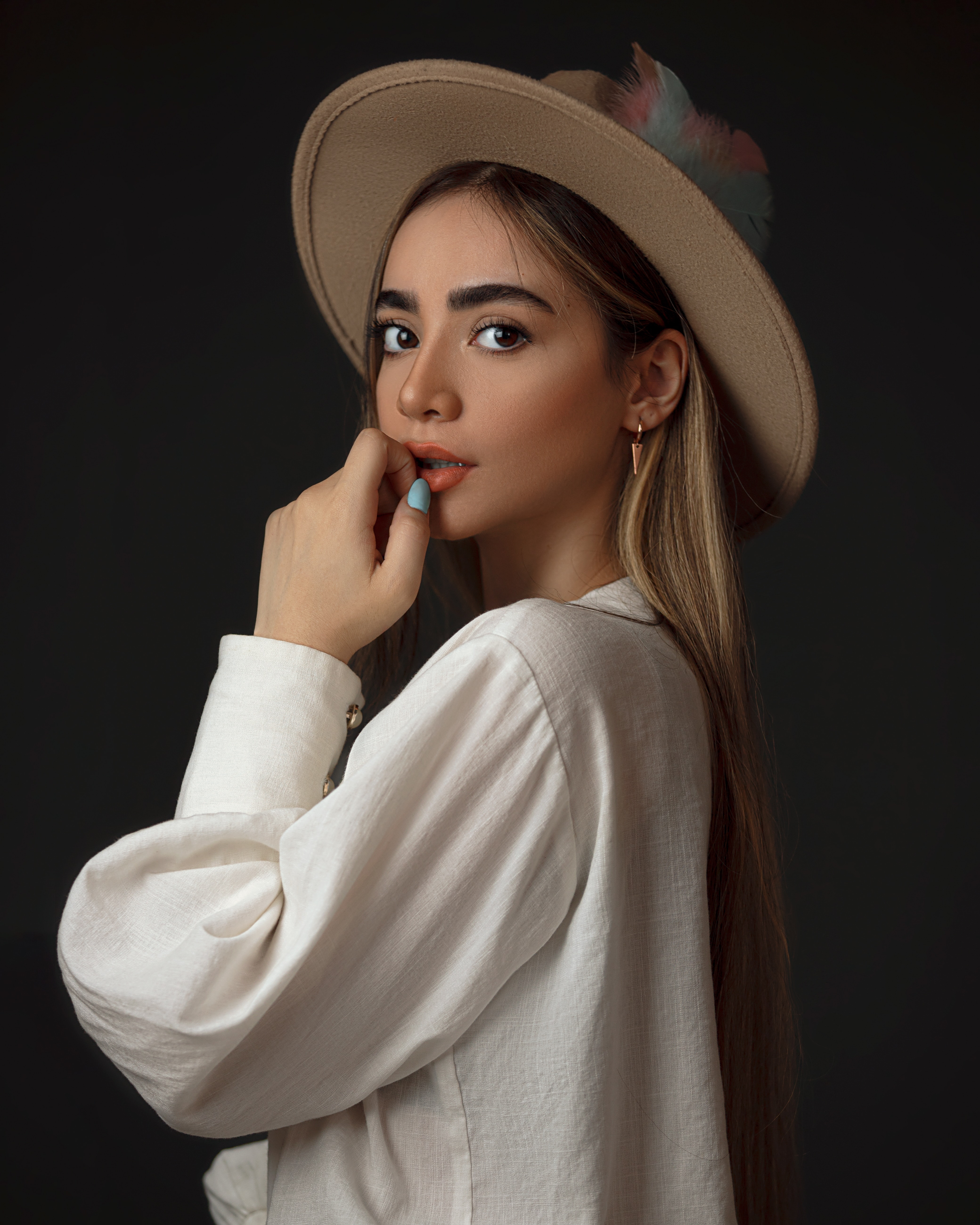 Lady wearing a hat